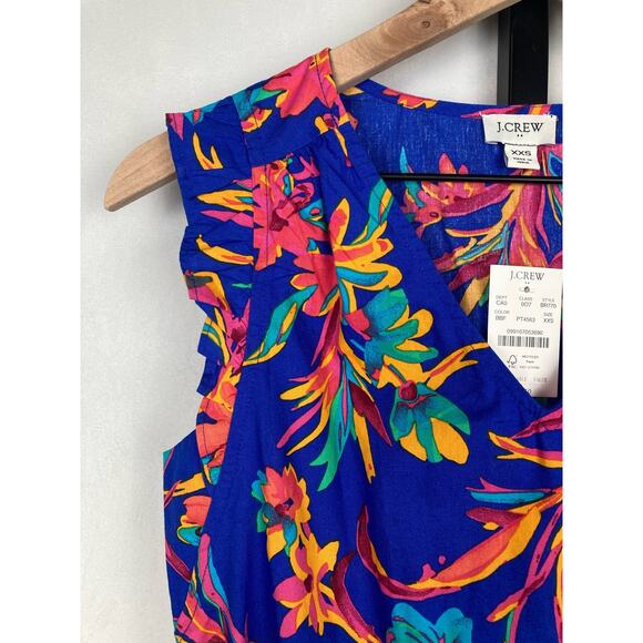 J. Crew Factory Sleeveless Floral Ruffle Top Size XXS Colorful Art to Wear NWT - Picture 2 of 12